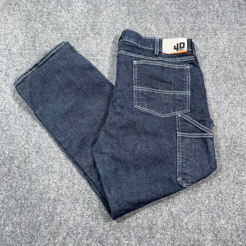 40 Grit Duluth Trading Carpenter Jeans Mens 40x30 Slim Fit Utility Blue Workwear